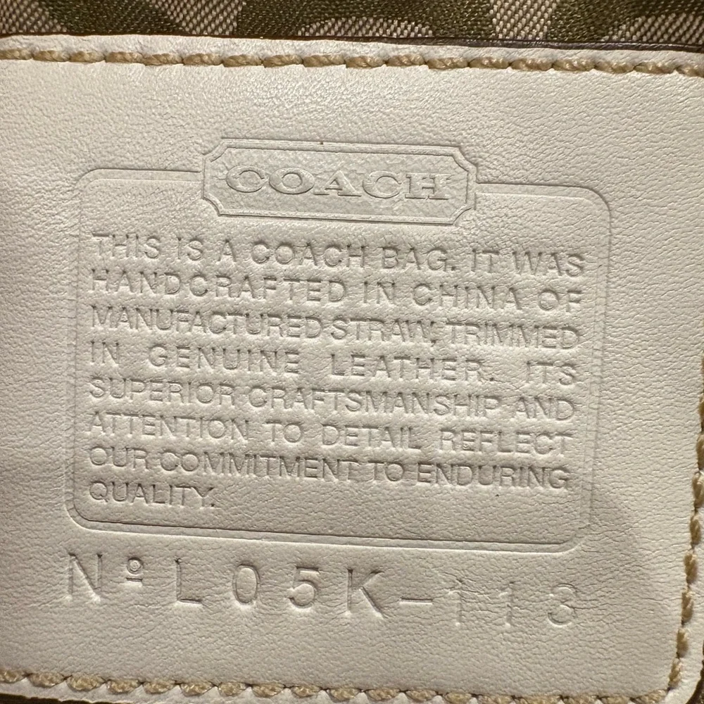 Coach Y2K Legacy Straw and Leather Tote Bag.